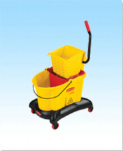 Mop Bucket (General) Rubbermaid Wavebrake Dual Bucket w/ Side Press Wringer Yellow 35 QT
