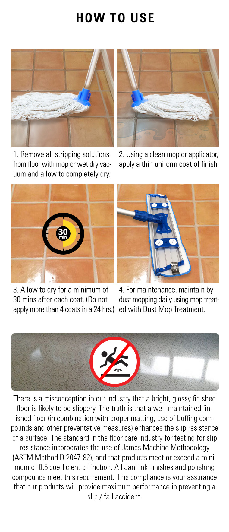 how to use, mop, wet dry vacuum, dust mop treatment, prevent slip fall accident.