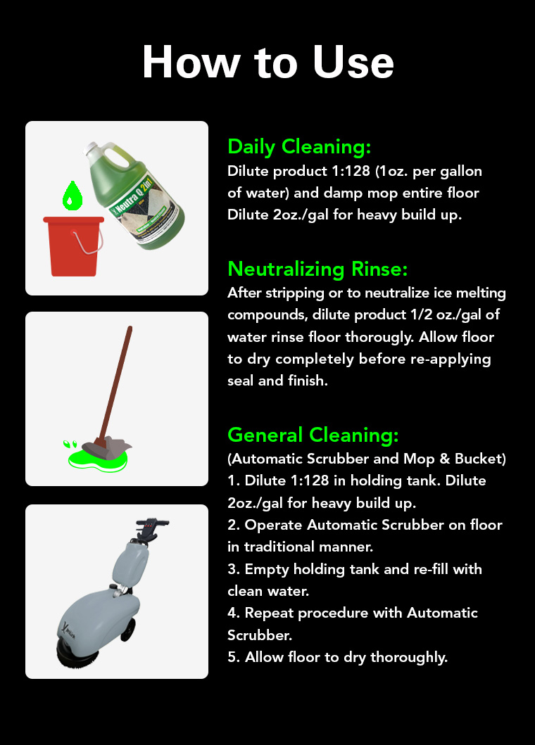 daily cleaning, neutralizing rinse, general cleaning.