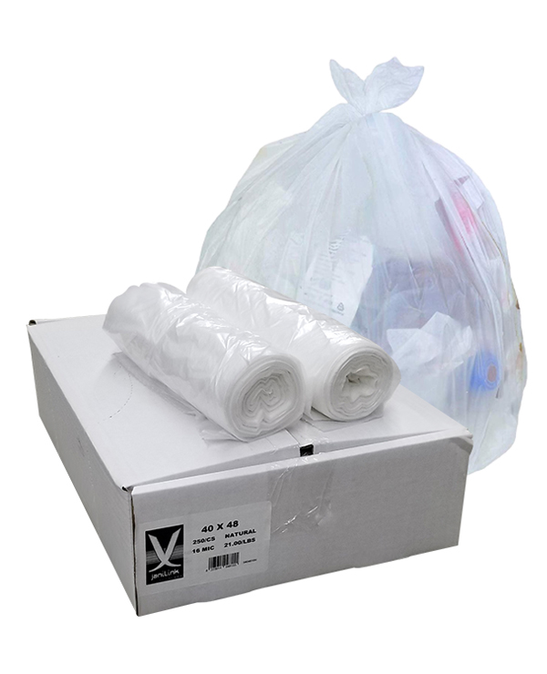 40X48 CLEAR TRASH BAG 16 MICRON - CASE OF 250 - Viking Janitor