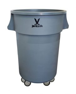 Lavex 32 Gallon Brown Round Commercial Trash Can with Lid and Dolly