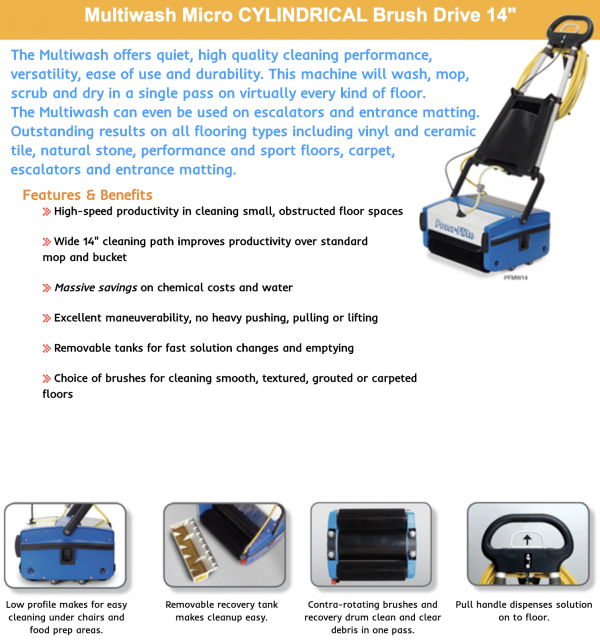 14" Power Flite Multiwash Micro-Automatic Scrubber