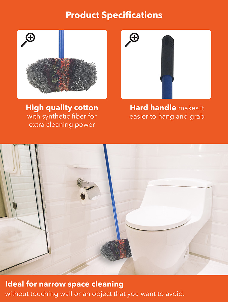 JL Power Scrub Mop - Baseboard & Multi-Use cleaning mop