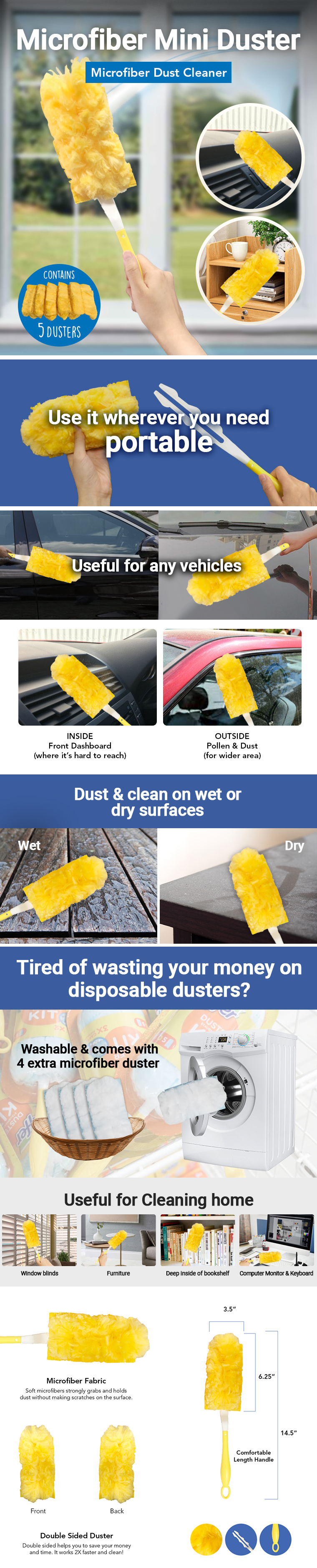 Detailer's Preference Mini Microfiber Car Duster with Spade Head – Eurow