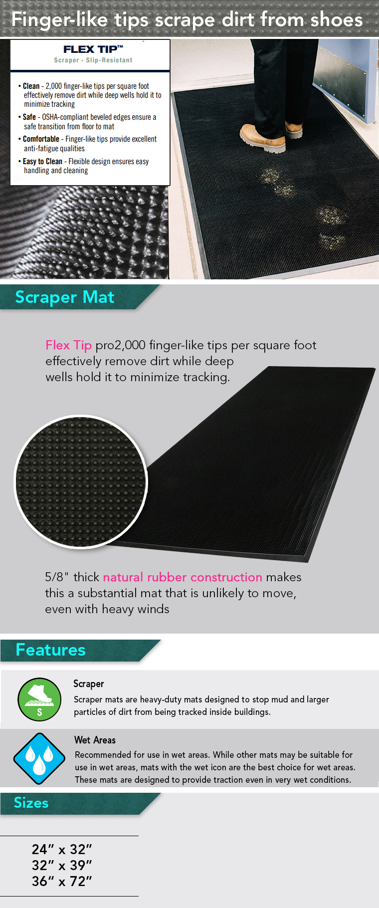 Flex-Tip All Rubber Outdoor Scraper Mat