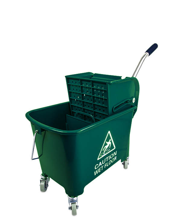 Dryser 33 Quart Commercial Mop Bucket With Side Press Wringer – Green Plastic