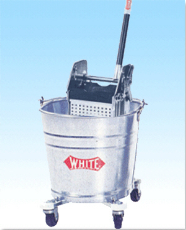 WHITE Bucket w/ Down Press Wringer Metal